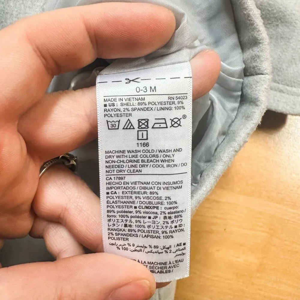 Old Navy Gray Hooded Toggle Closure Peacoat Baby Girl Size 0-3M
